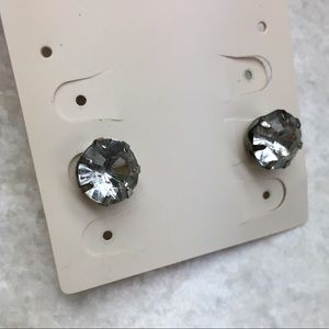 Crystal Diamond Earrings, Silver Plastic